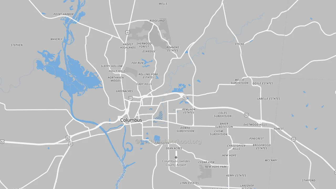 Transit Grade map of Lowndes County, MS