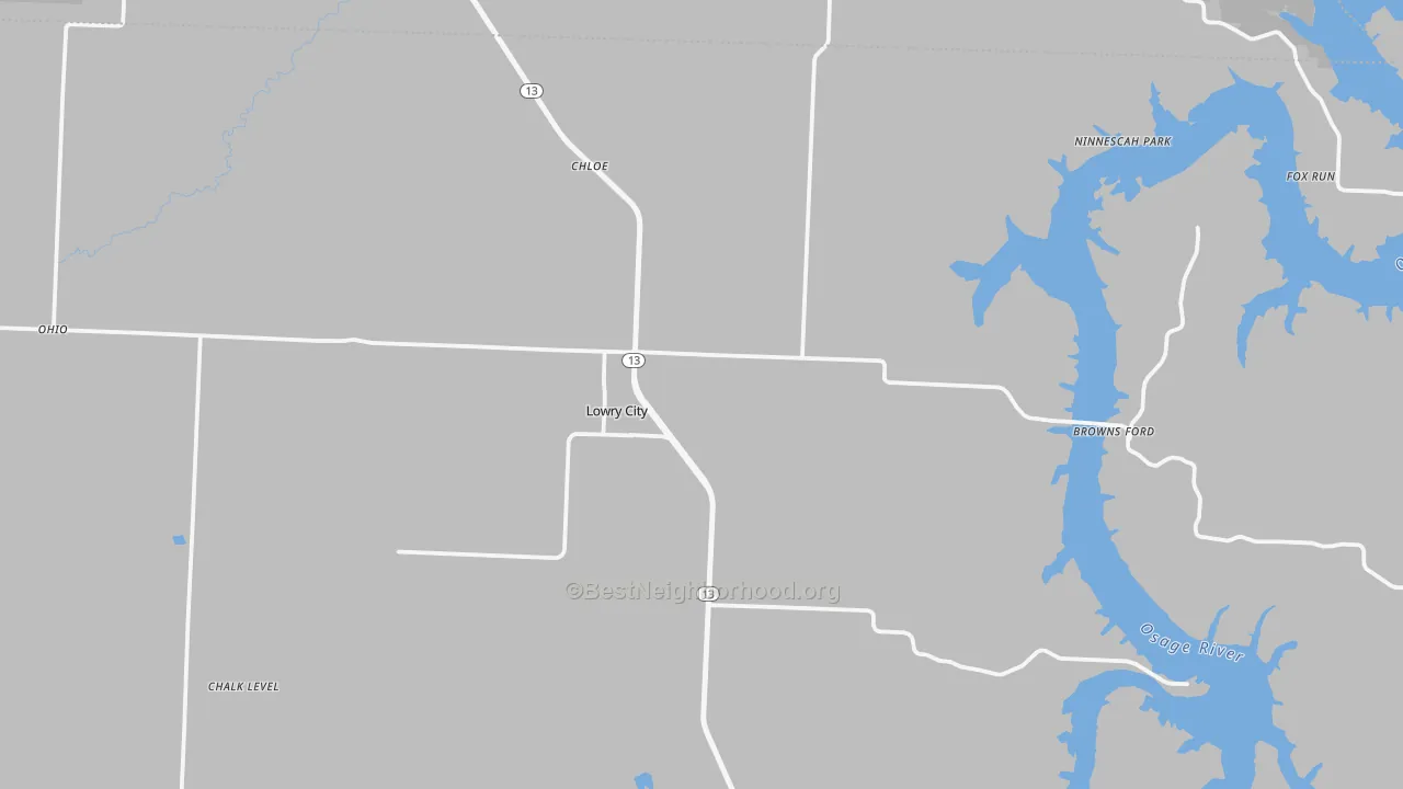 Transit Grade map of Lowry City, MO