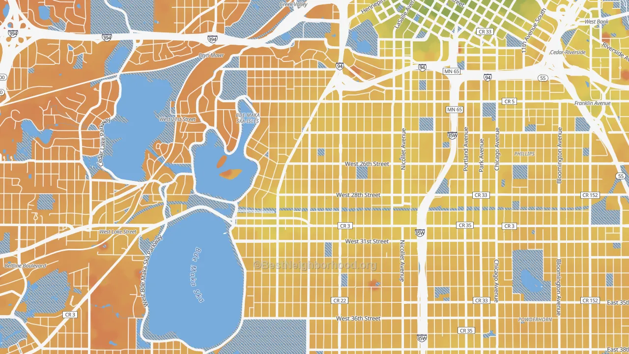Transit Grade map of Lowry Hill East, Minneapolis, MN