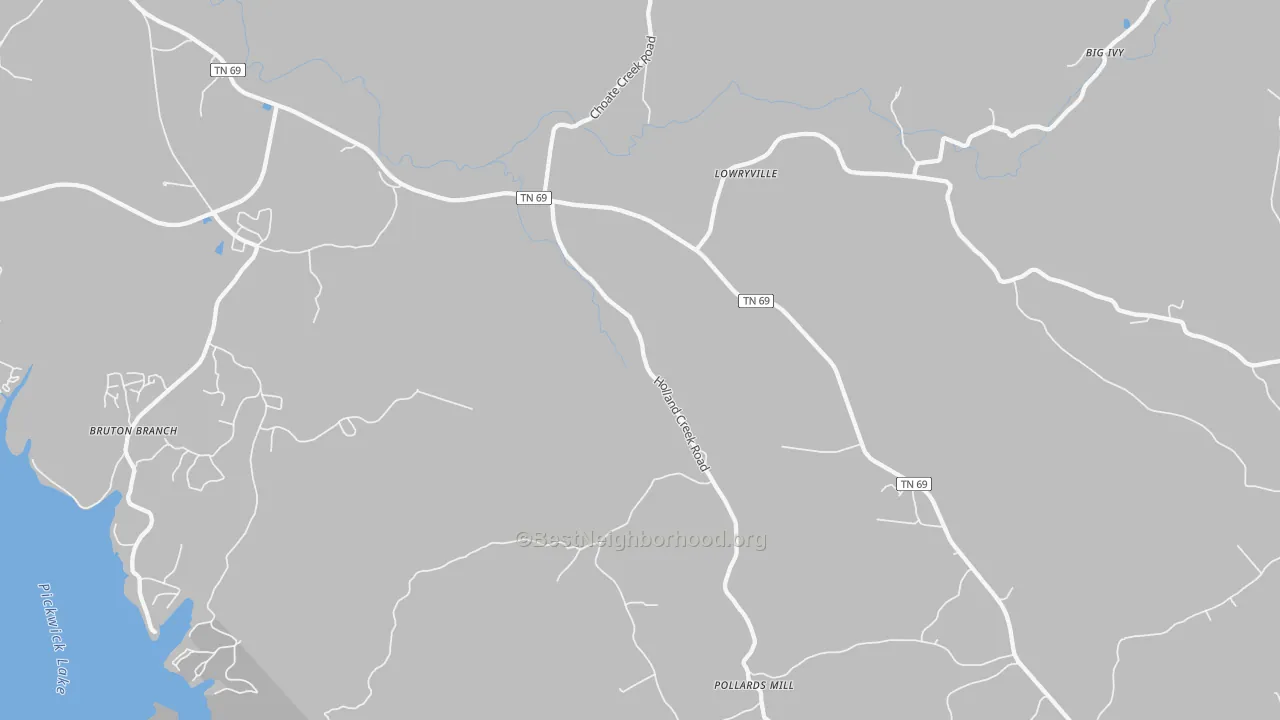 Transit Grade map of Lowryville, TN