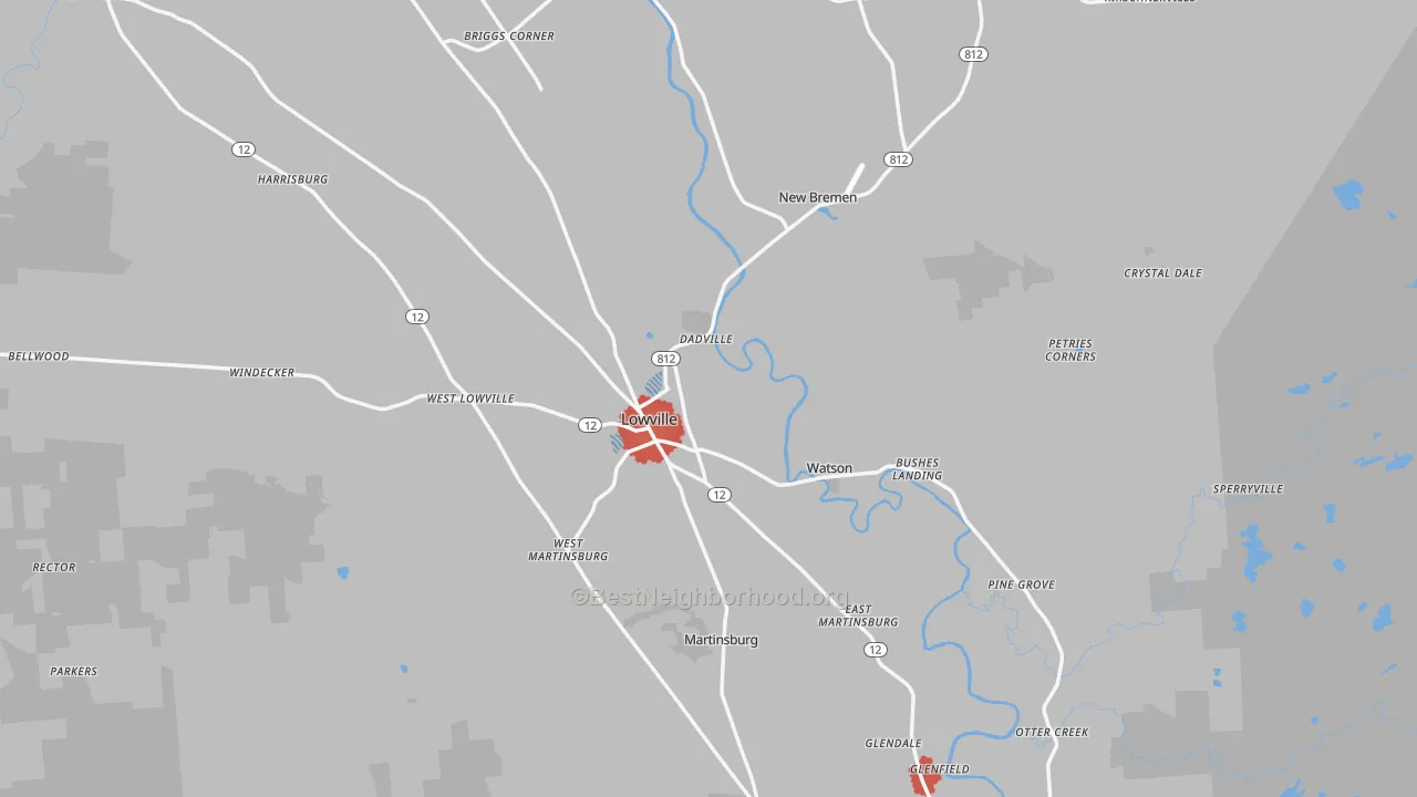 Transit Grade map of Lowville, NY