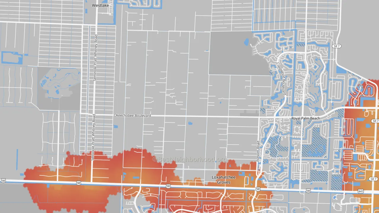 Transit Grade map of Loxahatchee Groves, FL