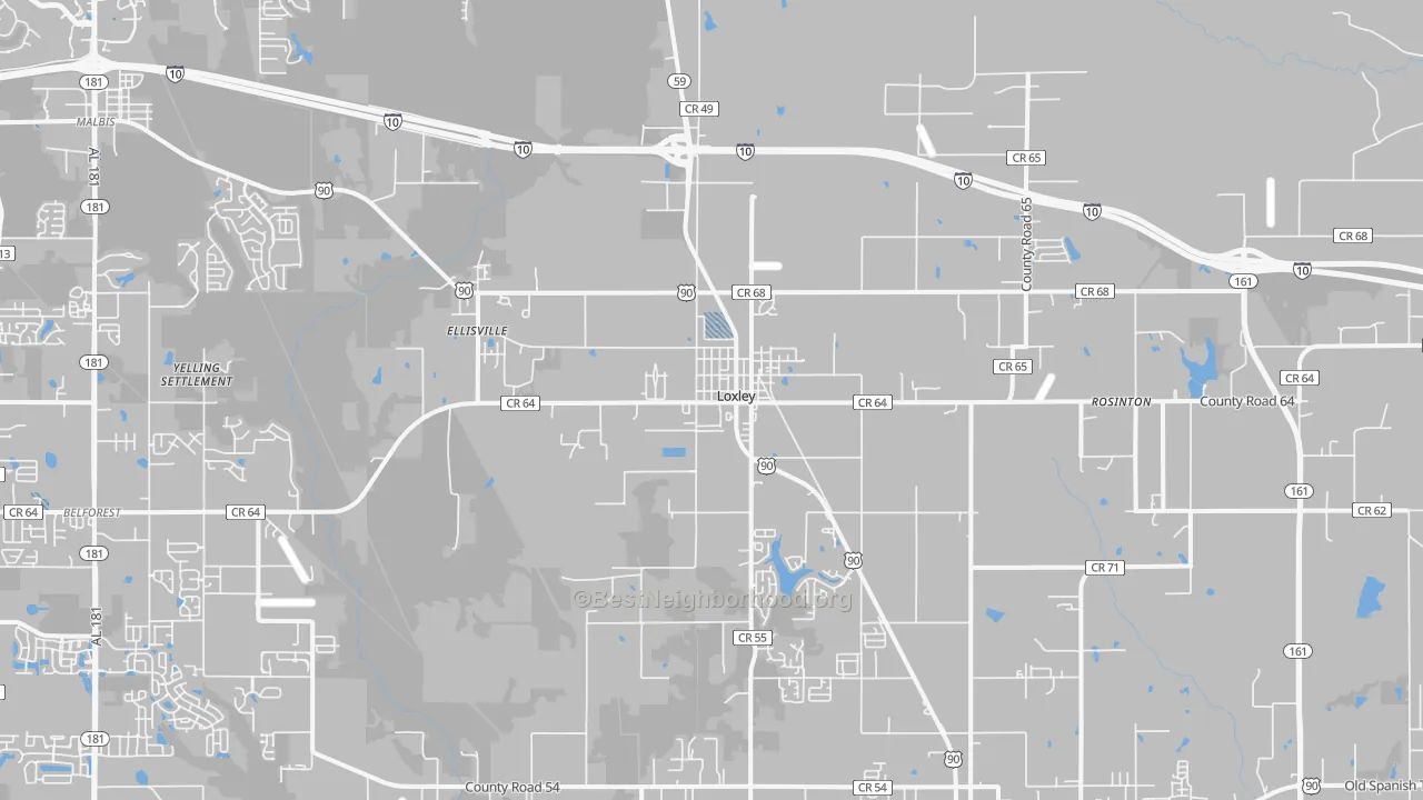 Transit Grade map of Loxley, AL