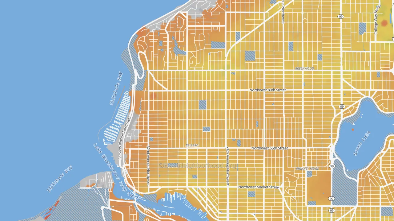 Transit Grade map of Loyal Heights, Seattle, WA