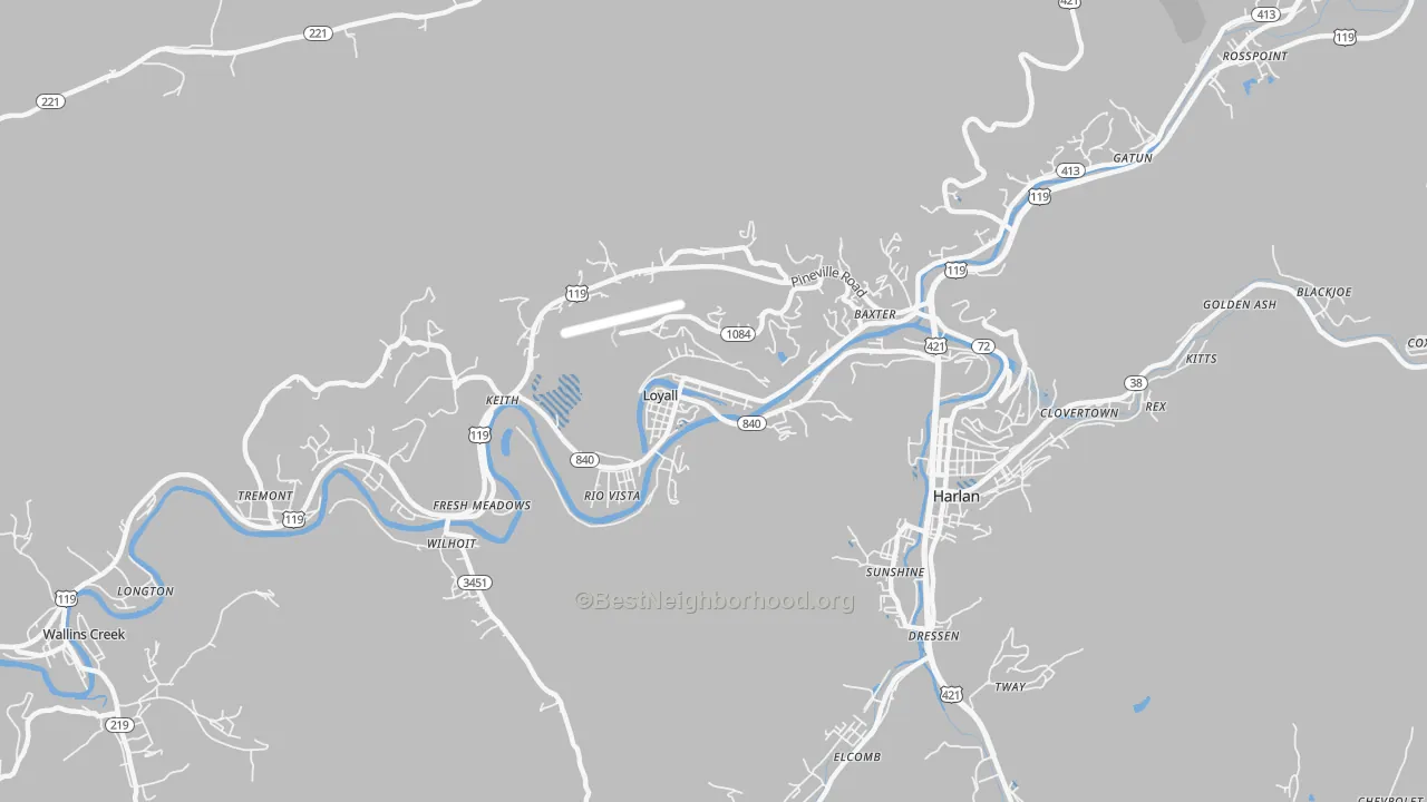 Transit Grade map of Loyall, KY