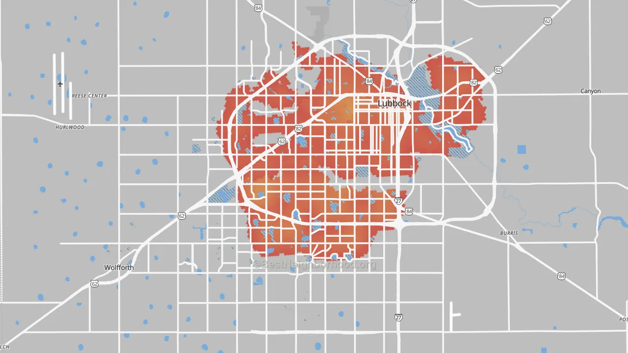 Transit Grade map of Lubbock County, TX