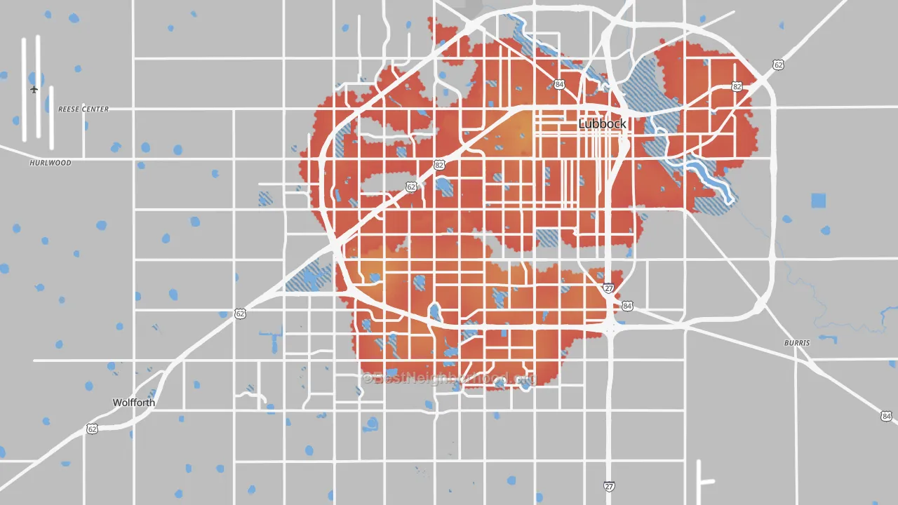 Transit Grade map of Lubbock, TX