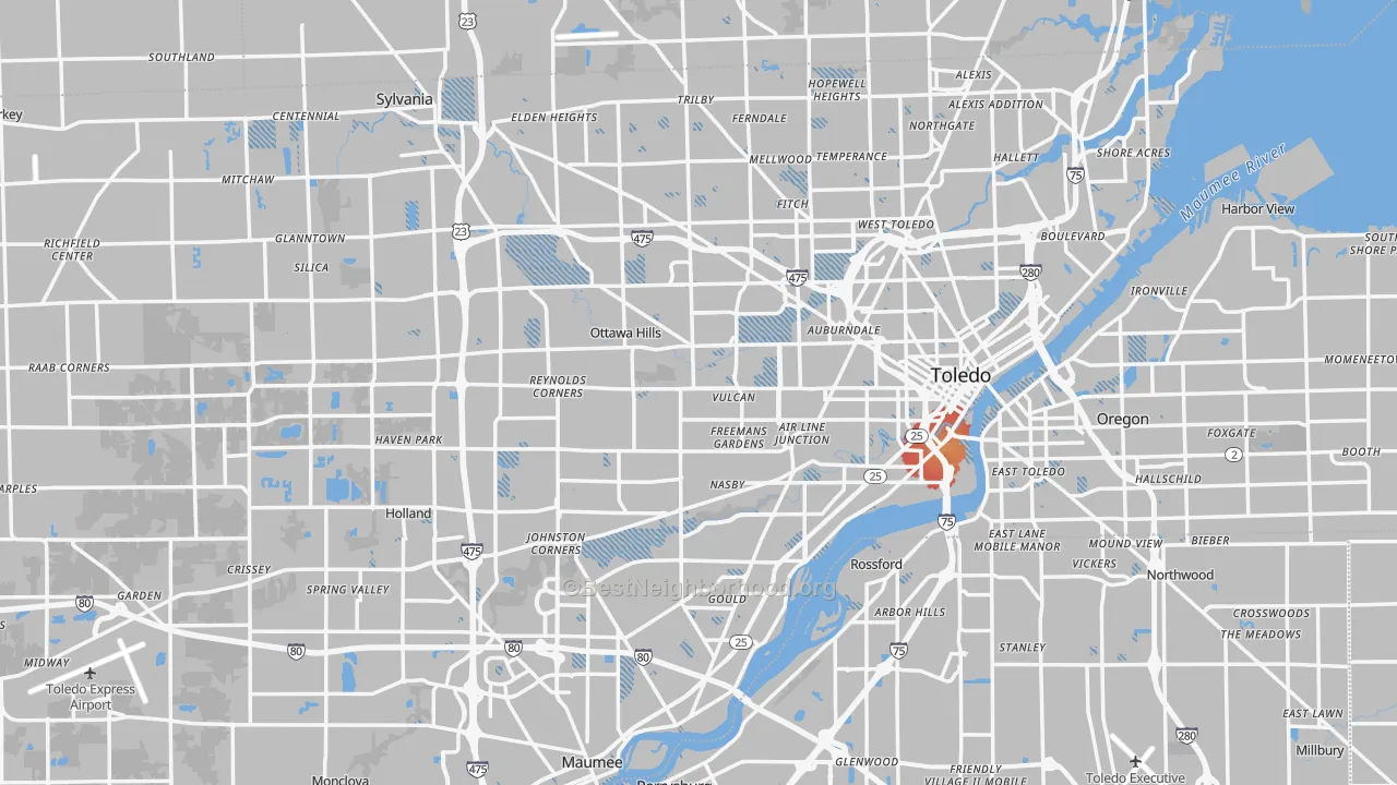 Transit Grade map of Lucas County, OH