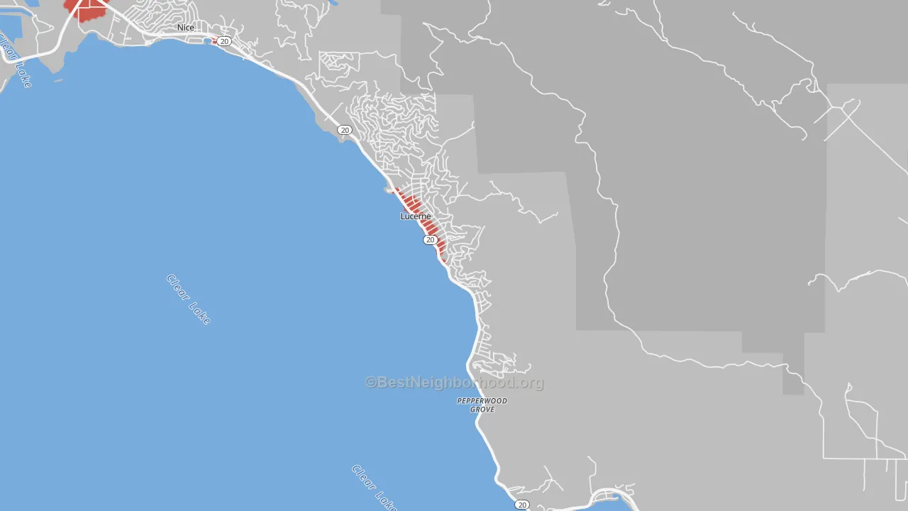 Transit Grade map of Lucerne, CA