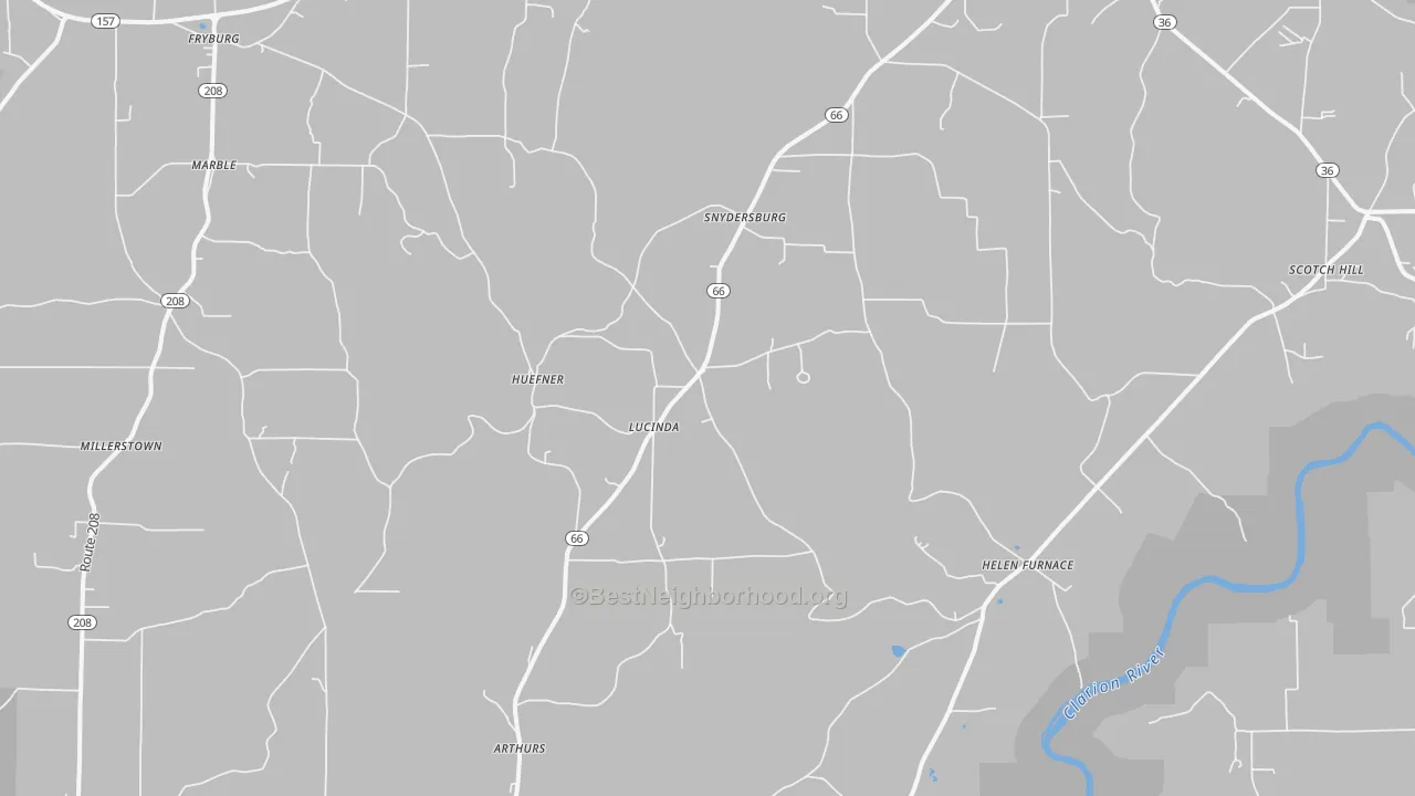 Transit Grade map of Lucinda, PA