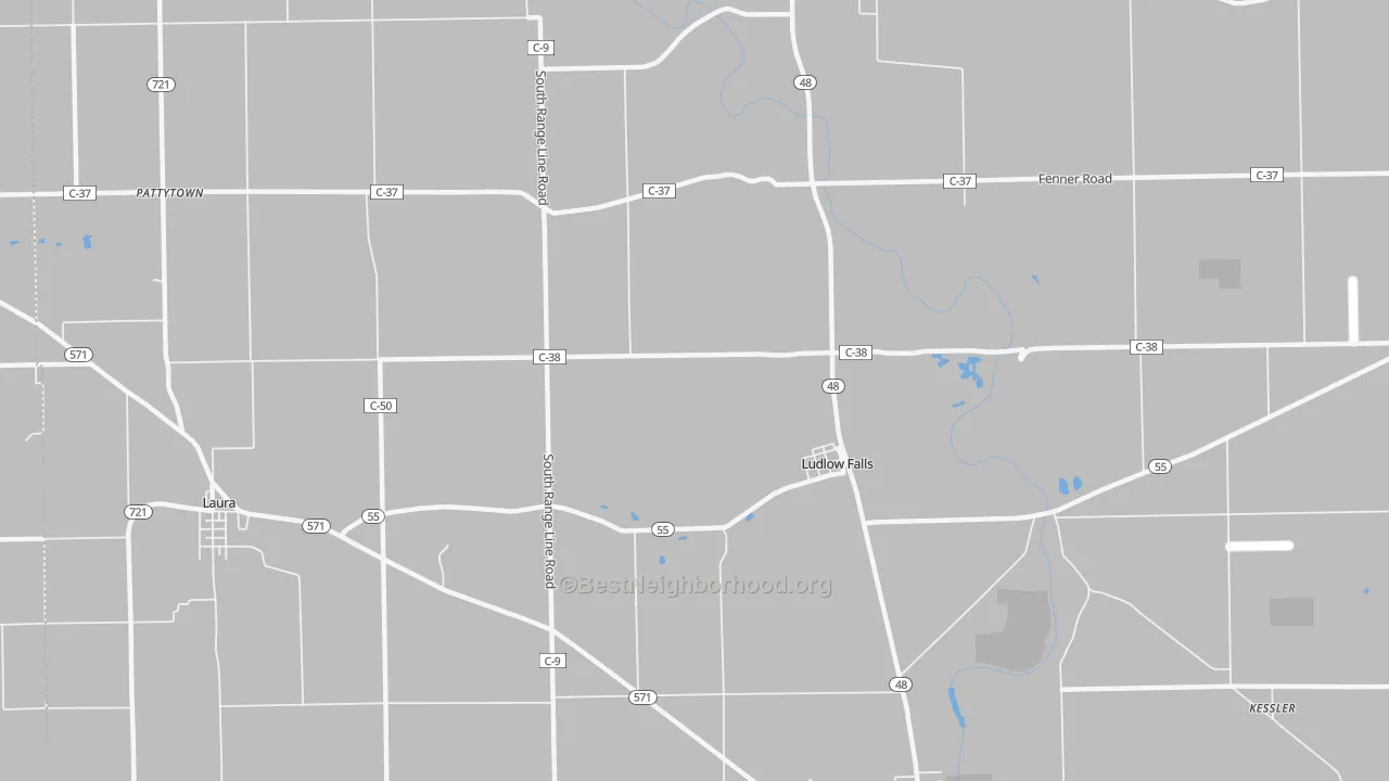 Transit Grade map of Ludlow Falls, OH