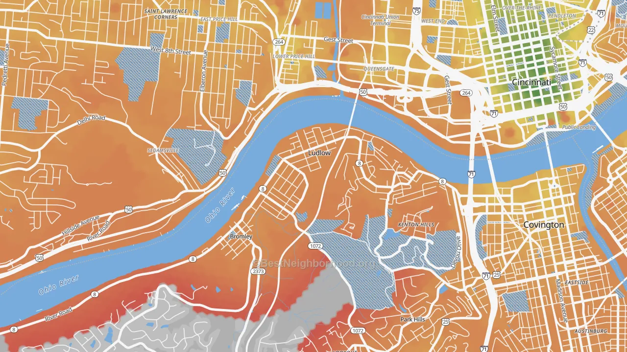 Transit Grade map of Ludlow, KY