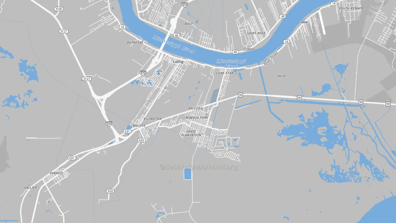 Transit Grade map of Luling, LA