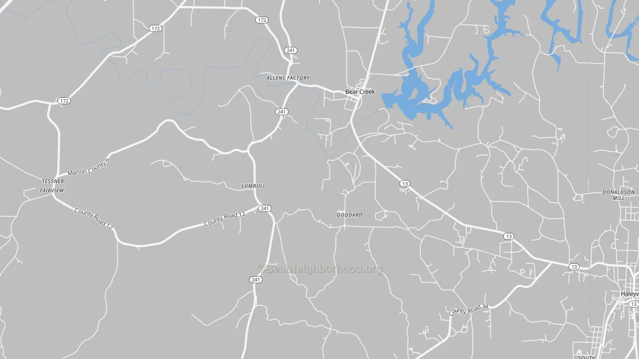 Transit Grade map of Lumbull, AL