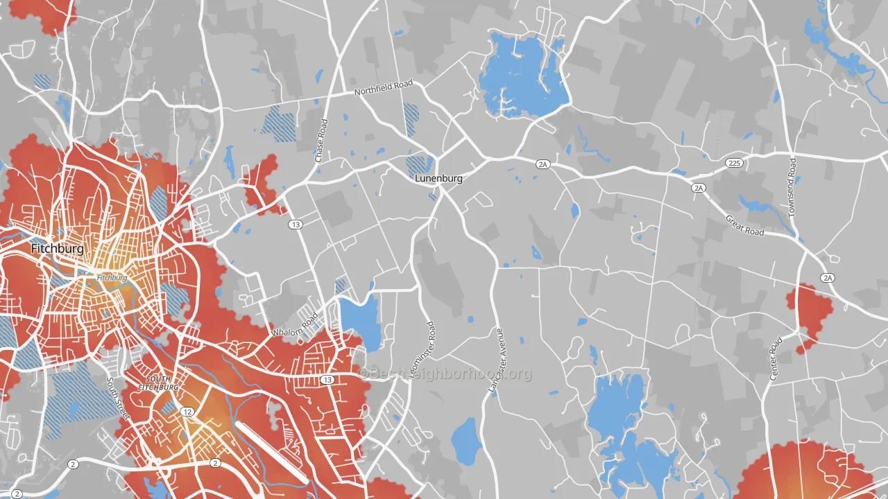 Transit Grade map of Lunenburg, MA