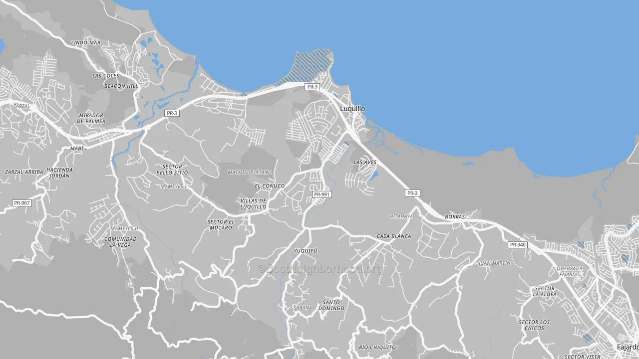 Transit Grade map of Luquillo Municipio, PR