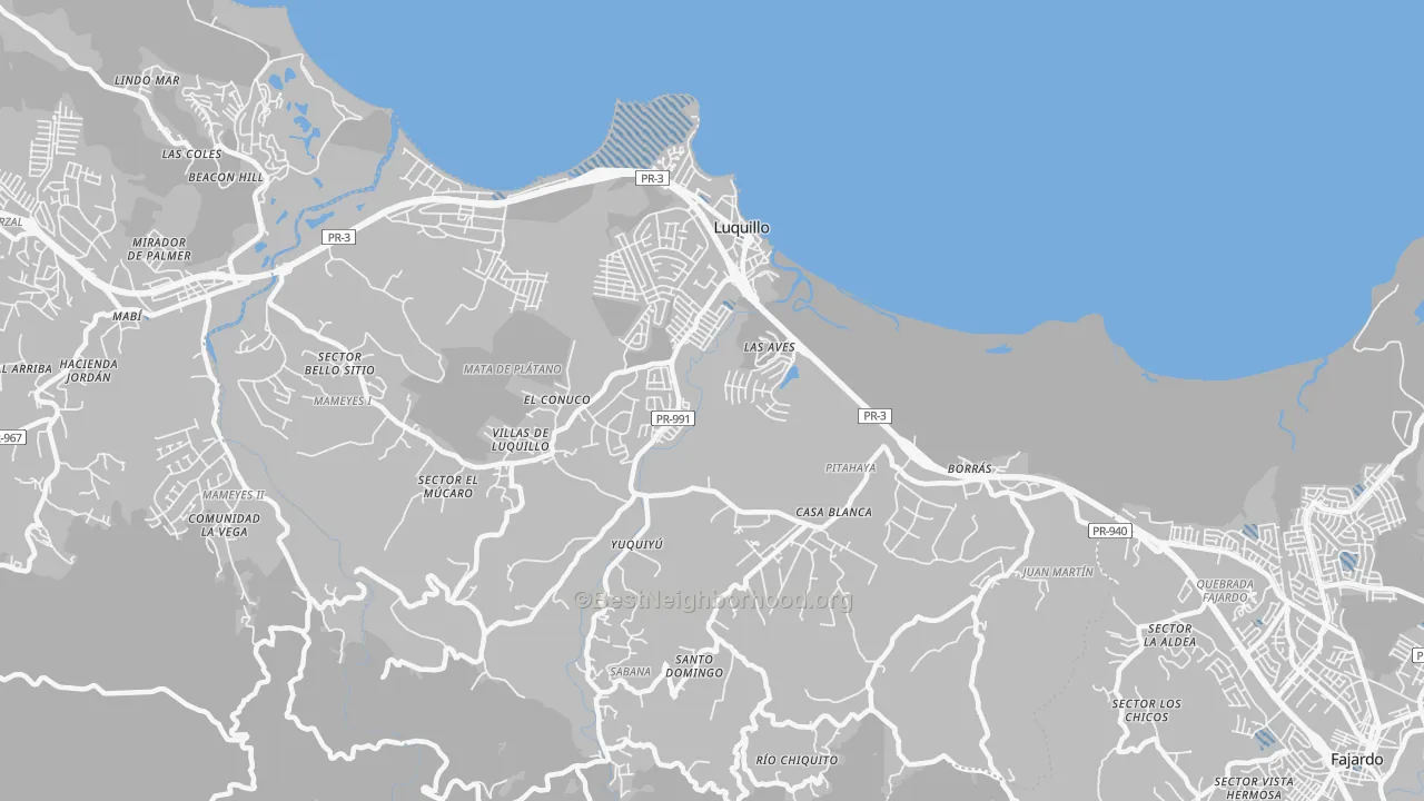 Transit Grade map of Luquillo, PR