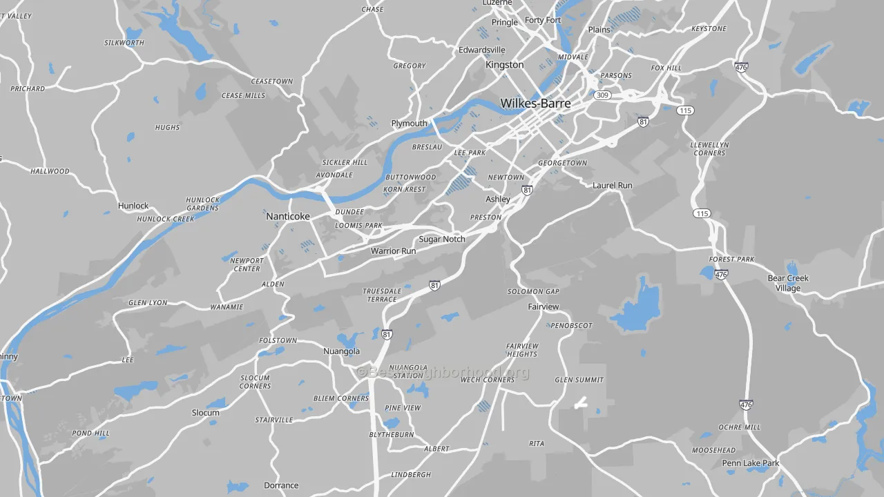 Transit Grade map of Luzerne County, PA