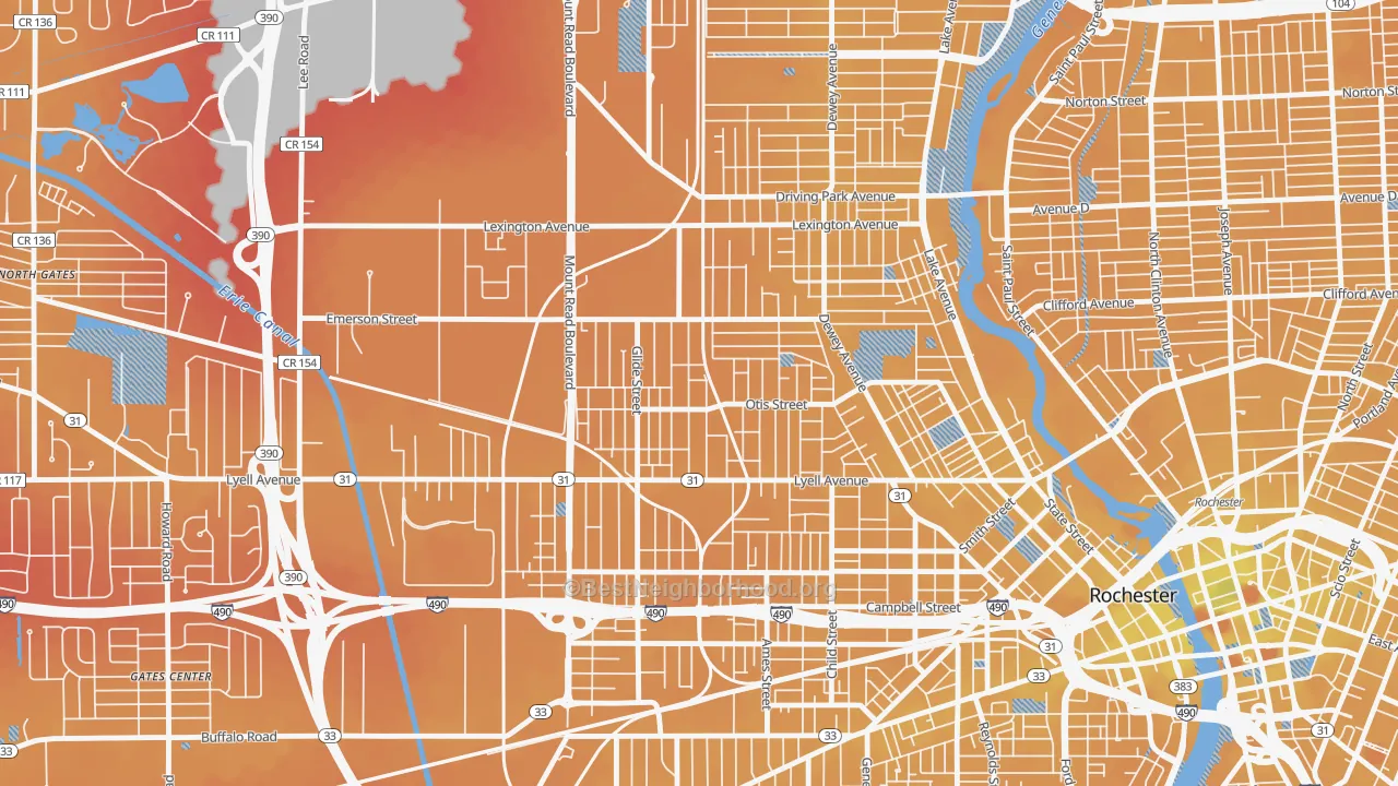 Transit Grade map of Lyell-Otis, Rochester, NY