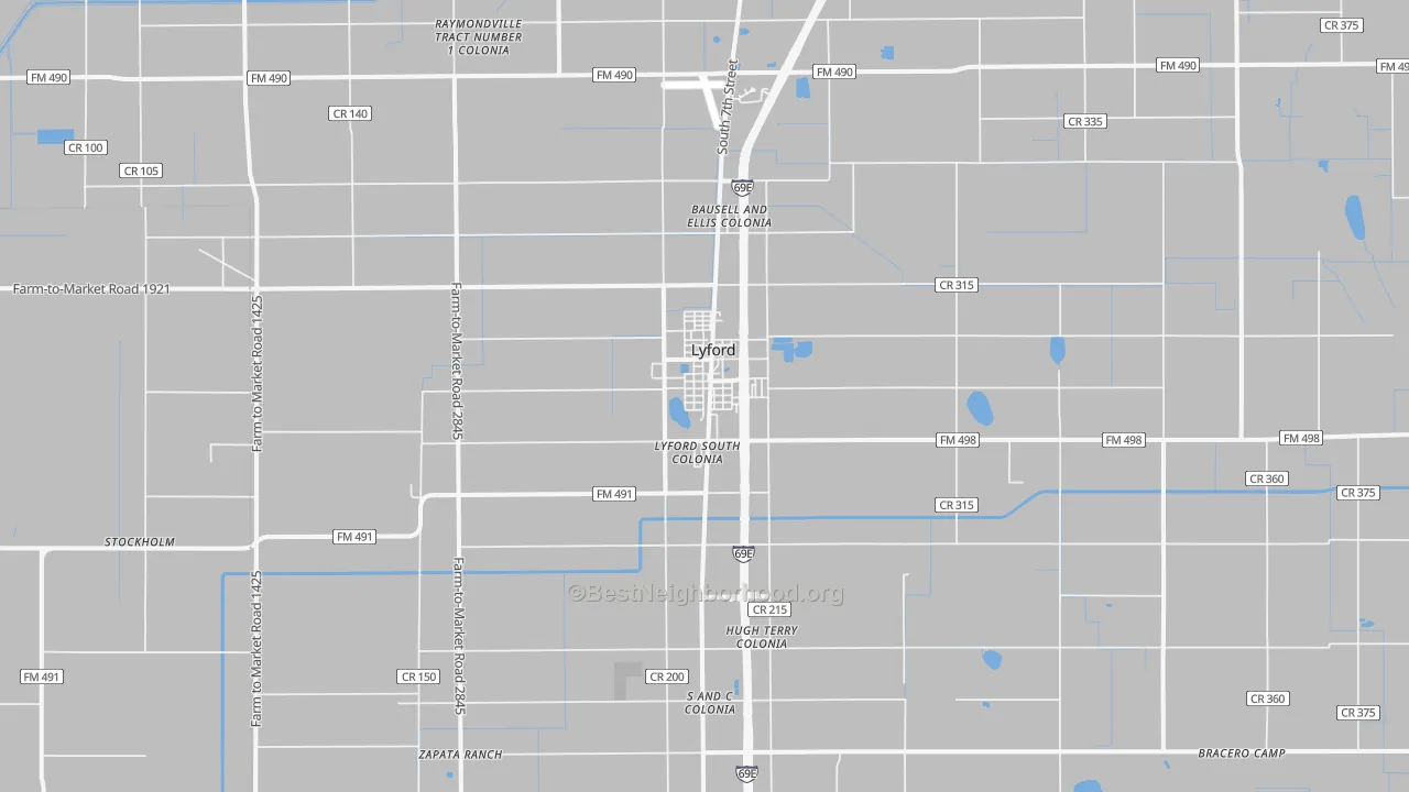 Transit Grade map of Lyford, TX