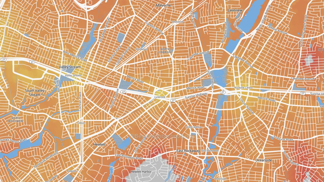 Transit Grade map of Lynbrook, NY