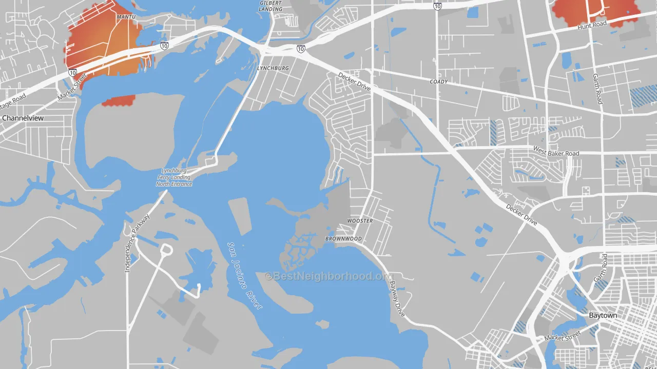 Transit Grade map of Lynchburg, TX