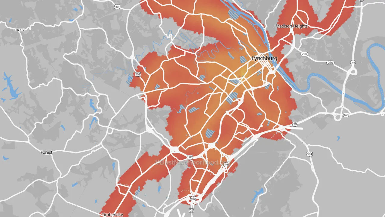 Transit Grade map of Lynchburg, VA