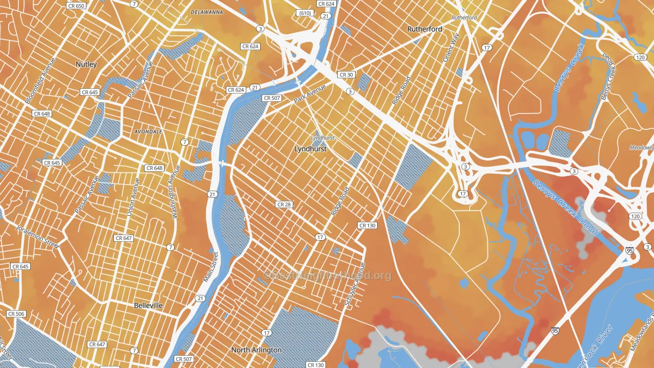 Transit Grade map of Lyndhurst, NJ
