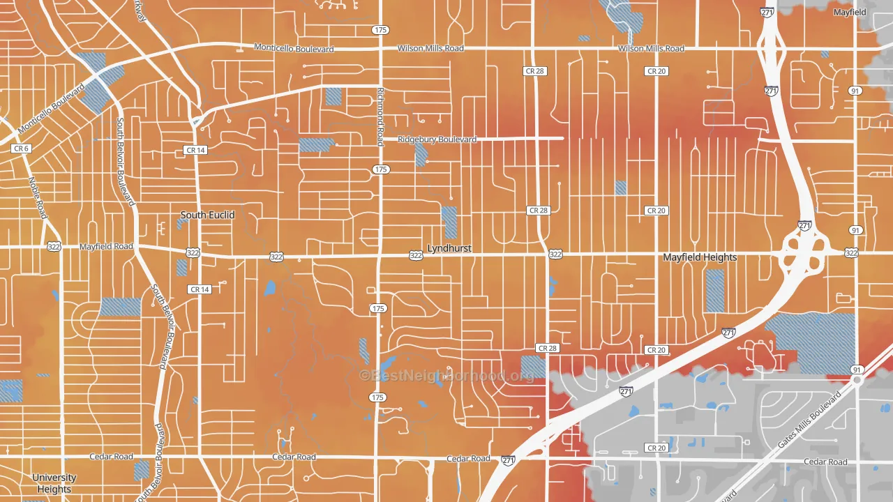 Transit Grade map of Lyndhurst, OH