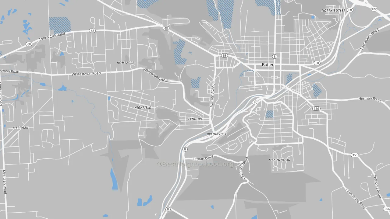 Transit Grade map of Lyndora, PA