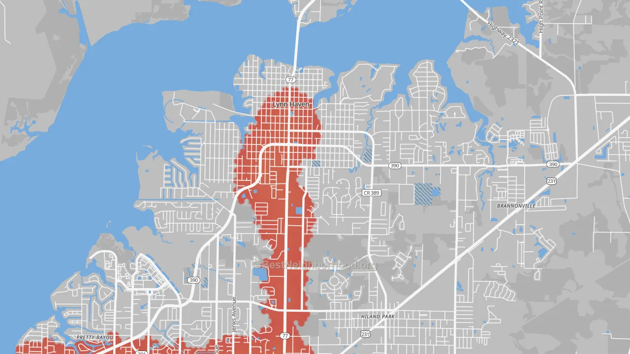 Transit Grade map of Lynn Haven, FL