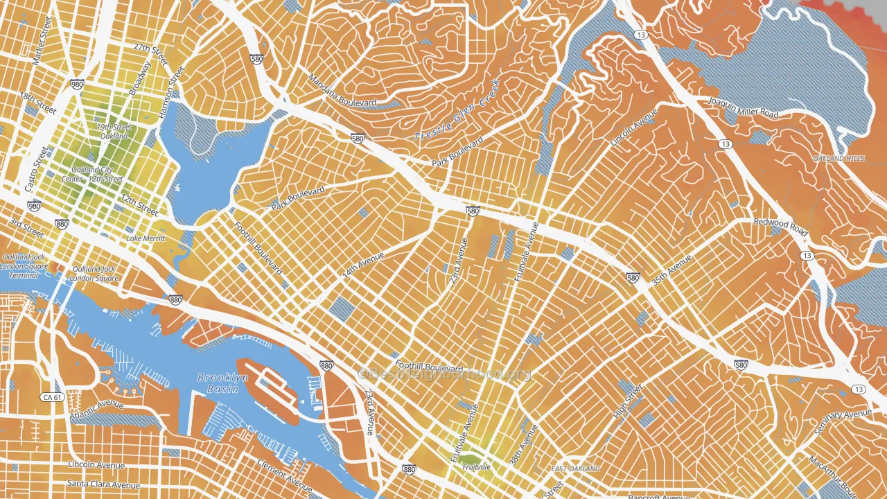 Transit Grade map of Lynn-Highland Park, Oakland, CA