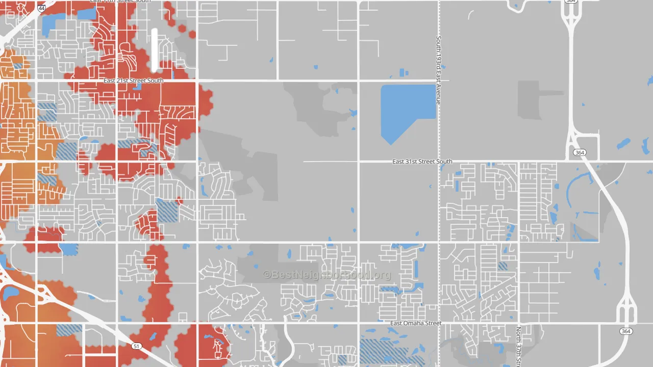 Transit Grade map of Lynn Lane, Tulsa, OK