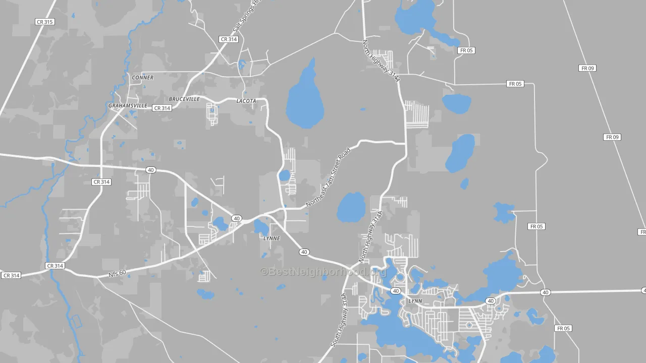 Transit Grade map of Lynne, FL