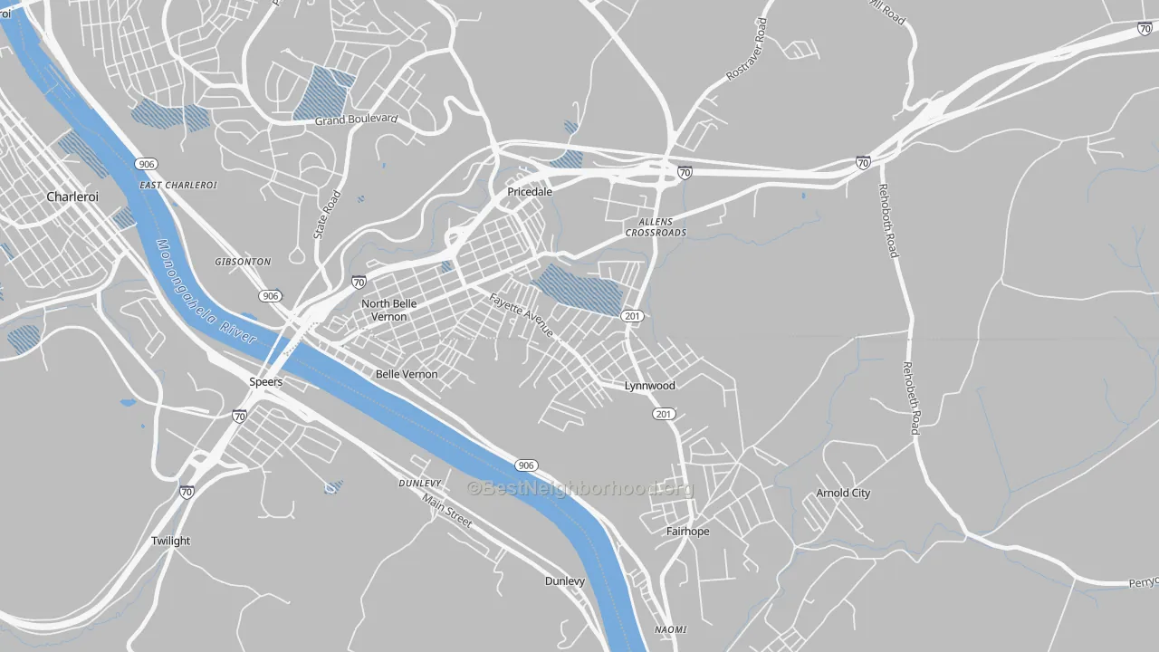 Transit Grade map of Lynnwood-Pricedale, PA