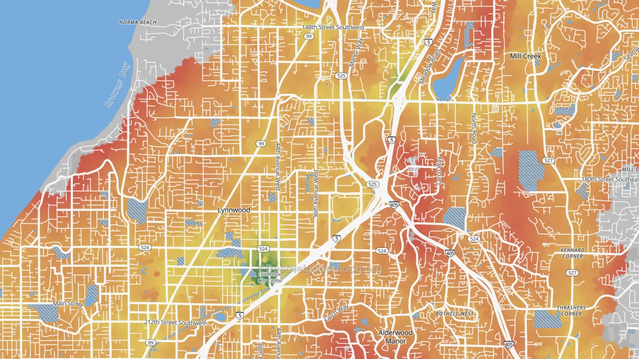 Transit Grade map of Lynnwood, WA
