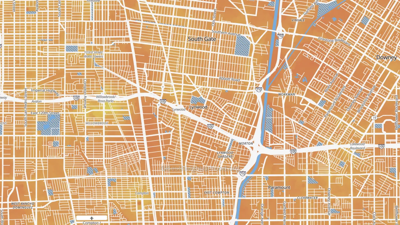 Transit Grade map of Lynwood, CA