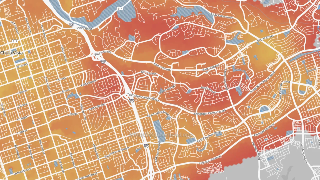 Transit Grade map of Lynwood Hills, Chula Vista, CA