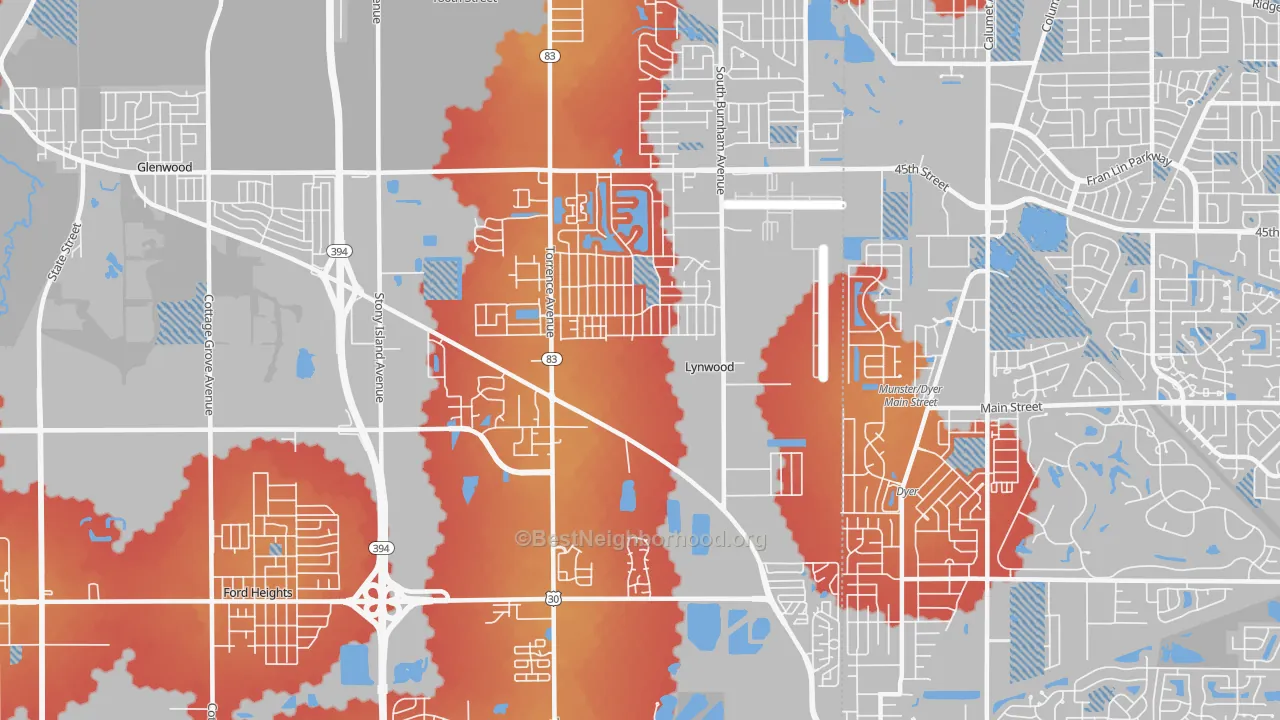 Transit Grade map of Lynwood, IL