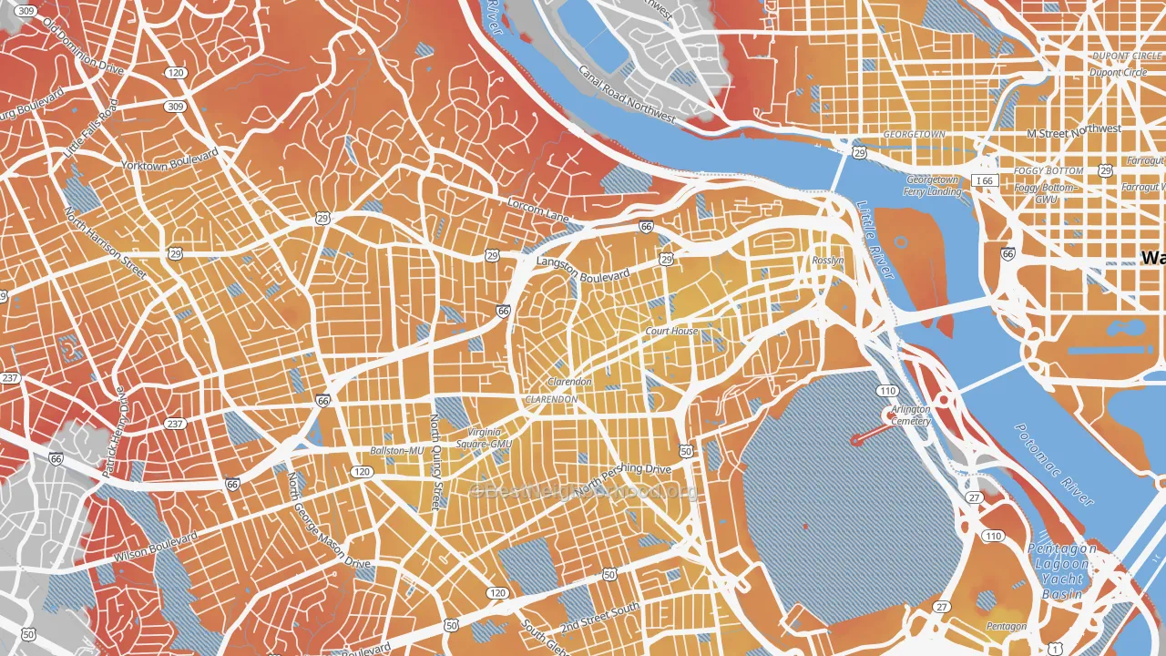 Transit Grade map of Lyon Village, Arlington, VA