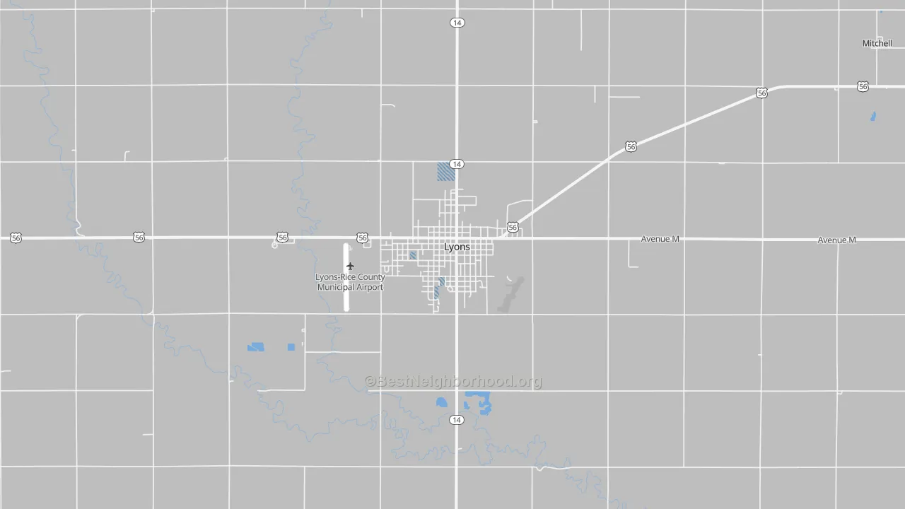 Transit Grade map of Lyons, KS