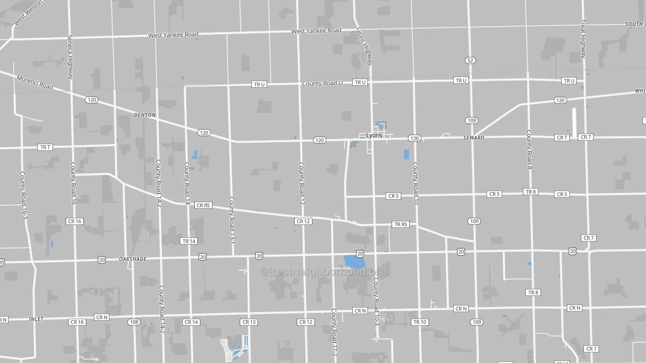 Transit Grade map of Lyons, OH