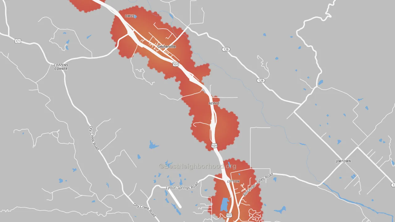 Transit Grade map of Lytton, CA