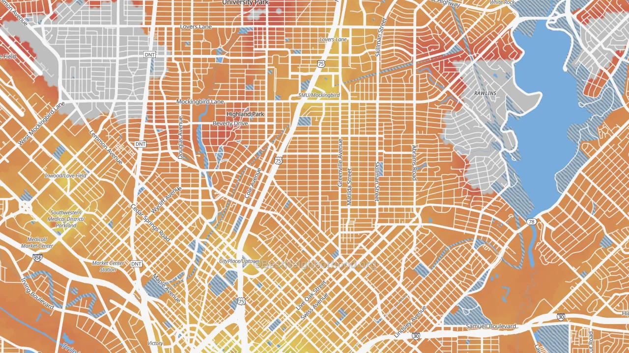 Transit Grade map of M Streets, Dallas, TX