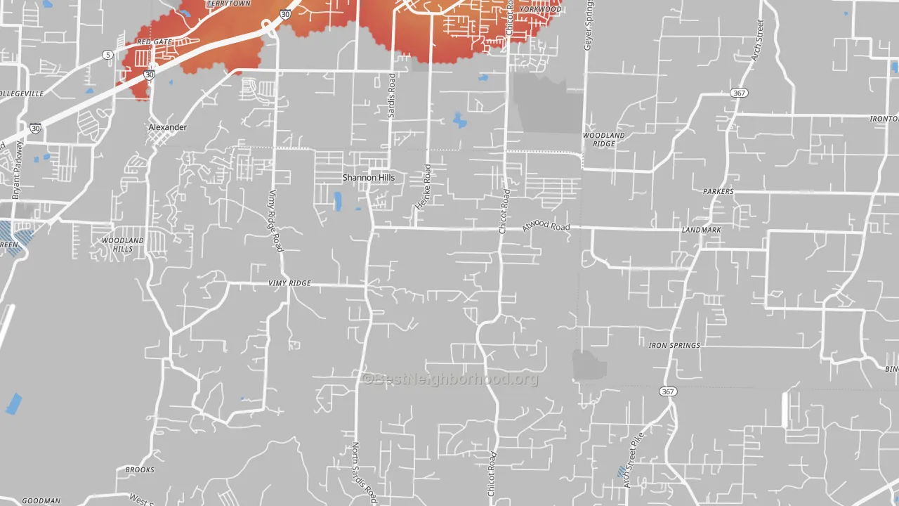 Transit Grade map of Mabelvale, AR