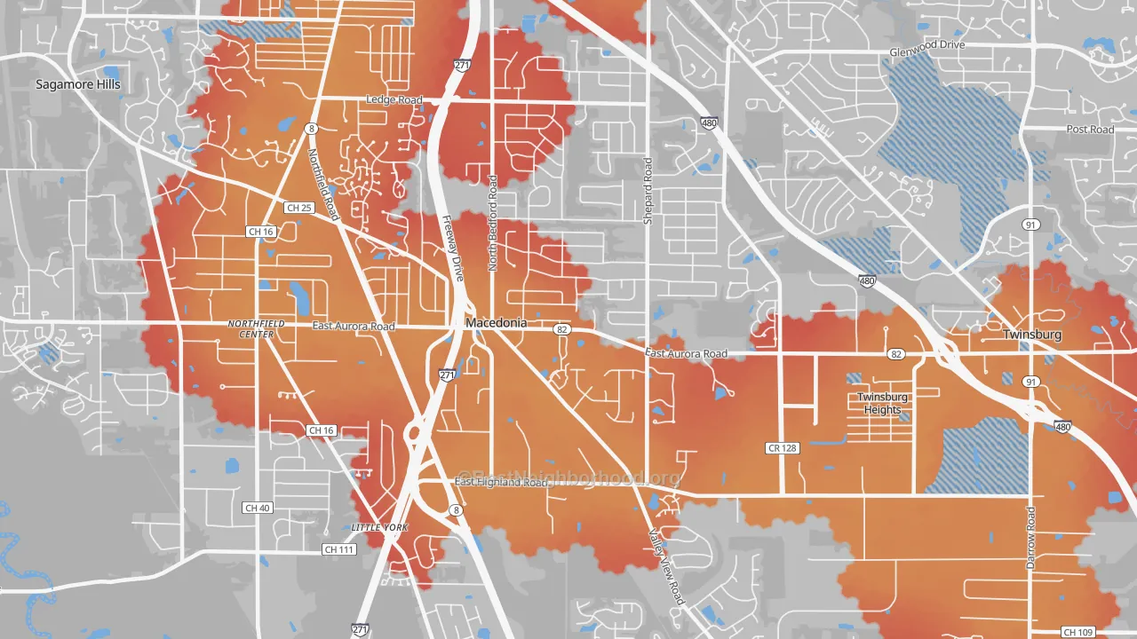 Transit Grade map of Macedonia, OH