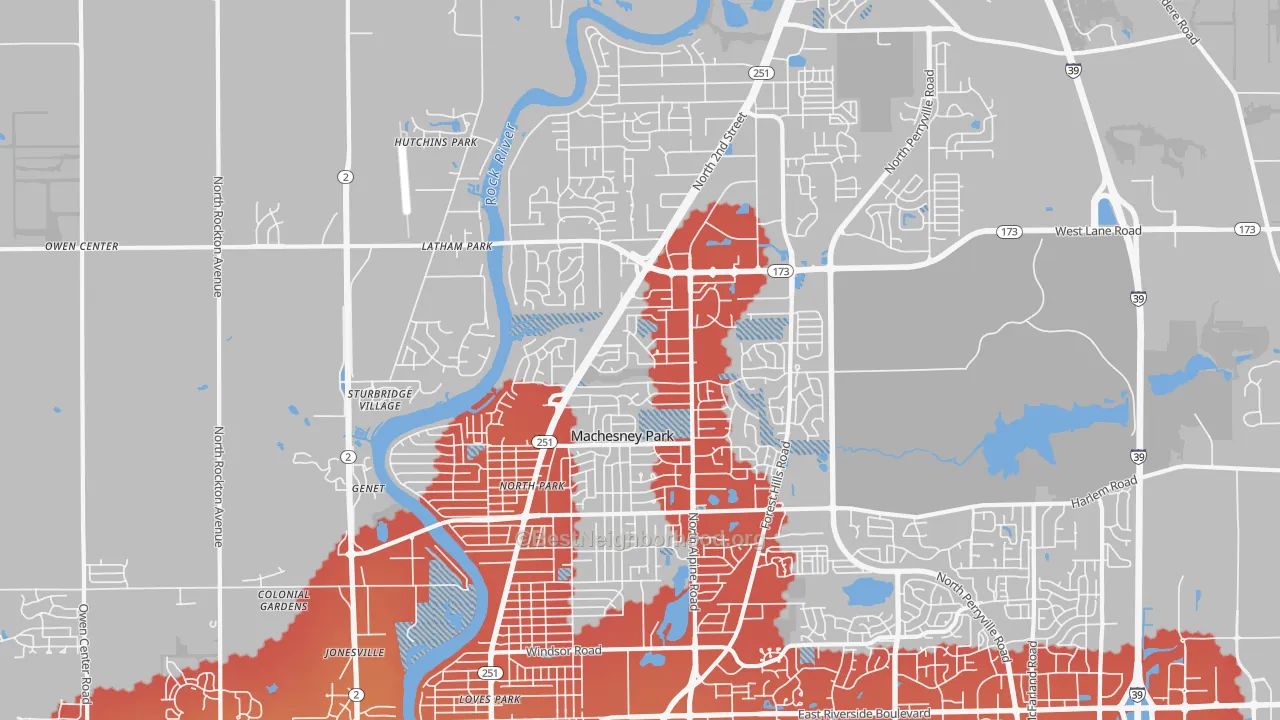 Transit Grade map of Machesney Park, IL