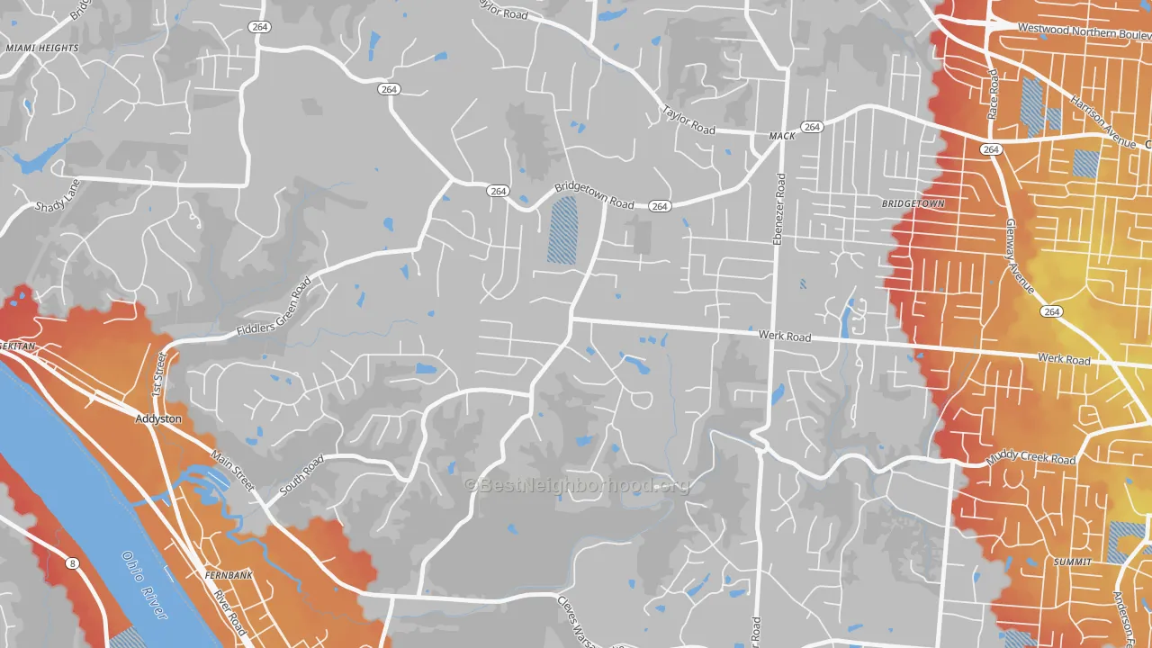 Transit Grade map of Mack South, Cincinnati, OH