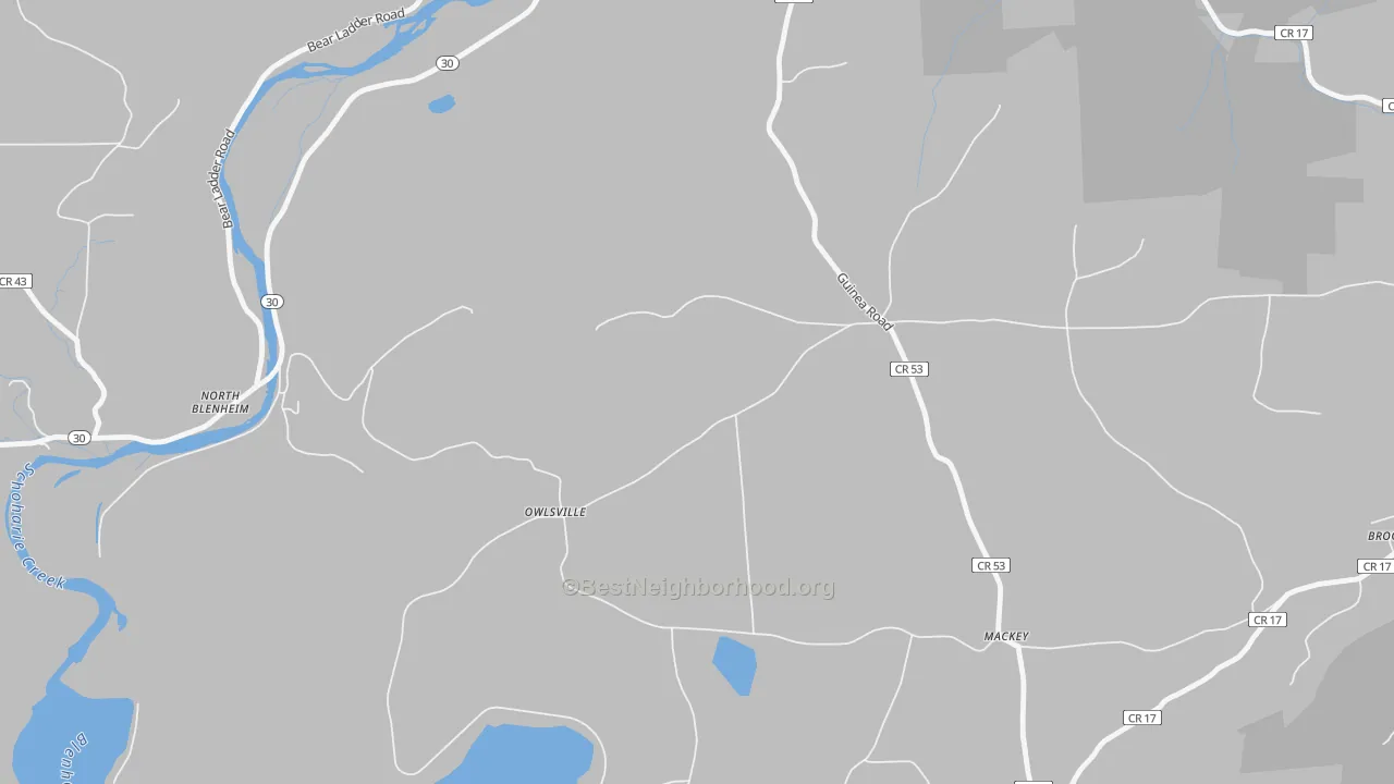 Transit Grade map of Mackey, NY