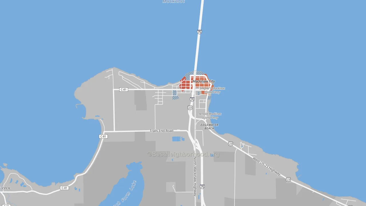 Transit Grade map of Mackinaw City, MI